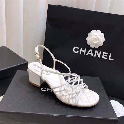 chanel white sandals heels|chanel white flat sandals.